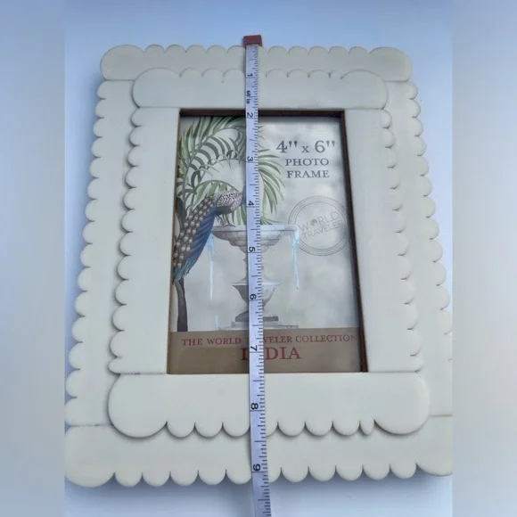 Cream Scalloped Photo Frame The World Traveler Collection INDIA - Picture 6 of 6